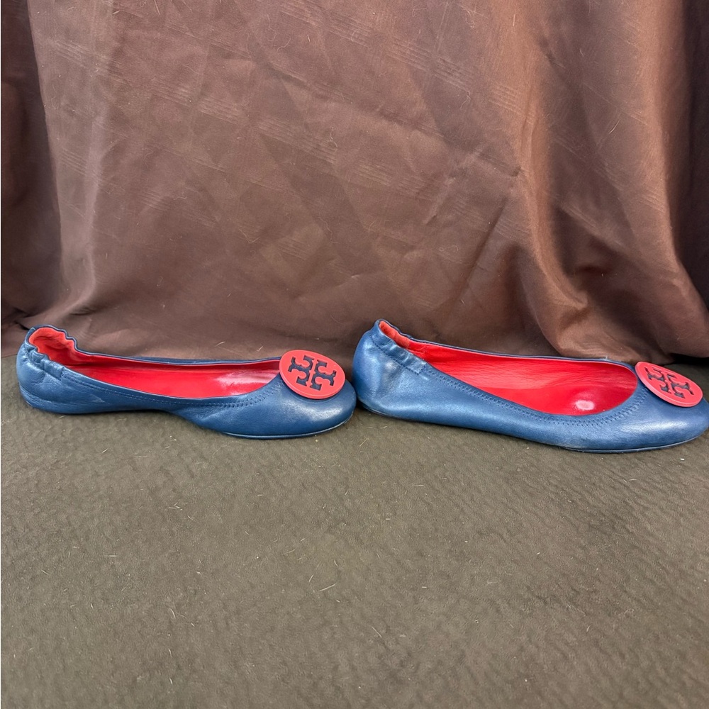 Tory Burch Reva Ballet Flats | Blue & Red Logo | Women’s Flats - Picture 3 of 4